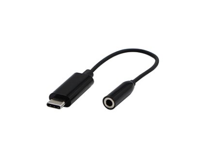 USB/Audio převodník, USB C samec - Jack (3.5mm) samice, stereo, černá