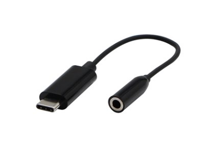 USB/Audio převodník, USB C samec - Jack (3.5mm) samice, stereo, černá, Logo blistr