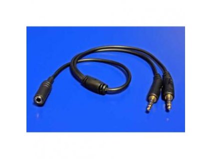 Audio rozdvojka, Jack (3.5mm) samice - 2x Jack (3.5mm) samec, stereo, černá, Logo