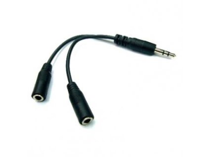 Audio rozdvojka, Jack (3.5mm) samec - 2x Jack (3.5mm) samice, 0.2 m, stereo, černá, Logo kabelová