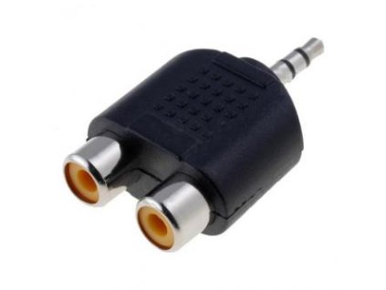 Audio redukce, Jack (3.5mm) samec - 2x CINCH samice, stereo, černá, Logo