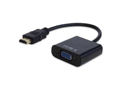 Video převodník, HDMI samec - VGA (D-Sub) samice, 0.2 m, kabelový, černý