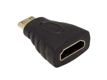 Video redukce, mini HDMI samec - HDMI samice, černá