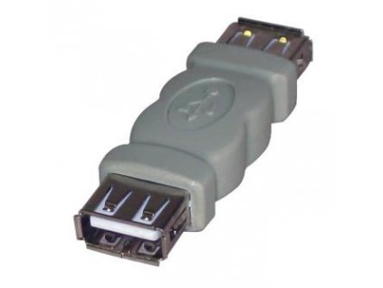 USB spojka, (2.0), USB A samice - USB A samice, šedá, Logo