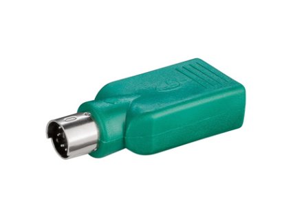 USB-PS/2 redukce, pro myš, PS/2 samec - USB A samice, zelená