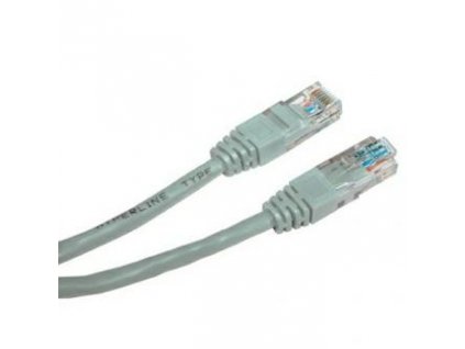 Síťový LAN kabel UTP patchcord, Cat.5e, RJ45 samec - RJ45 samec, 0.5 m, nestíněný, šedý, economy