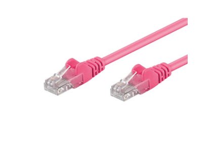 Síťový LAN kabel UTP patchcord, Cat.5e, RJ45 samec - RJ45 samec, 0.5 m, nestíněný, růžový