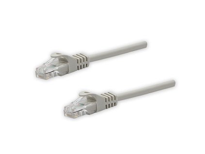 Síťový LAN kabel UTP patchcord, Cat.5e, RJ45 samec - RJ45 samec, 2 m, nestíněný, šedý, čistá měď, economy
