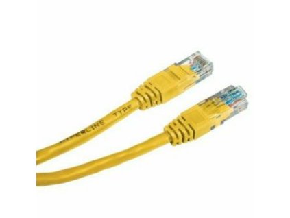 Síťový LAN kabel UTP patchcord, Cat.5e, RJ45 samec - RJ45 samec, 5 m, nestíněný, žlutý, economy