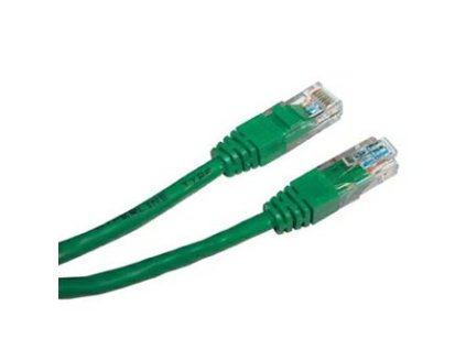 Síťový LAN kabel UTP patchcord, Cat.5e, RJ45 samec - RJ45 samec, 7.5 m, nestíněný, zelený, economy
