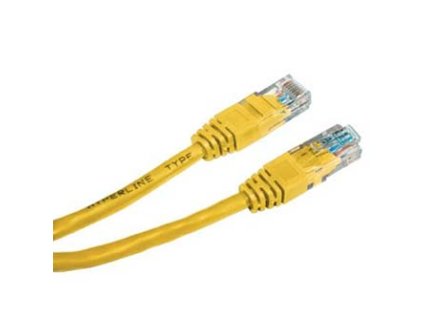Síťový LAN kabel UTP patchcord, Cat.5e, RJ45 samec - RJ45 samec, 7.5 m, nestíněný, žlutý, economy