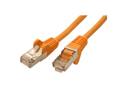 Síťový LAN kabel FTP patchcord, Cat.5e, RJ45 samec - RJ45 samec, 7.5 m, stíněný, žlutý, economy