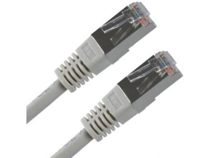 Síťový LAN kabel FTP patchcord, Cat.5e, RJ45 samec - RJ45 samec, 10 m, stíněný, šedý, economy