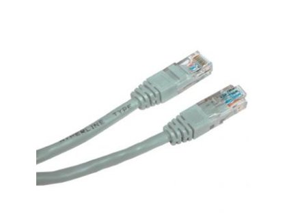 Síťový LAN kabel UTP patchcord, Cat.6, RJ45 samec - RJ45 samec, 10 m, nestíněný, šedý, economy