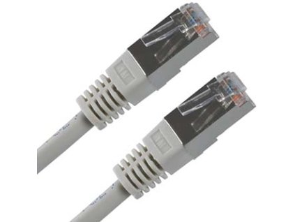 Síťový LAN kabel FTP patchcord, Cat.5e, RJ45 samec - RJ45 samec, 30 m, stíněný, šedý, economy
