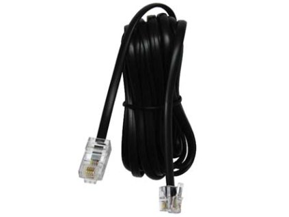 Telefonní kabel 4 žíly, RJ11 samec - RJ45 samec, 3 m, plochý, černý, pro ADSL modem, economy