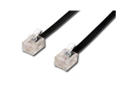 Telefonní kabel 4 žíly, RJ11 samec - RJ11 samec, 10 m, černý, pro ADSL modem, economy