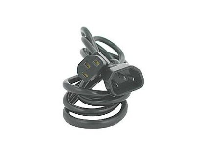 Síťový kabel 230V prodlužovací, C13 - C14, 3m, VDE approved, černý, Logo, blistr