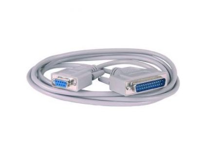 Datový kabel sériový/paralelní, DB25 samec - DB9 samice, 2 m, k modemu, šedý, baleno v sáčku