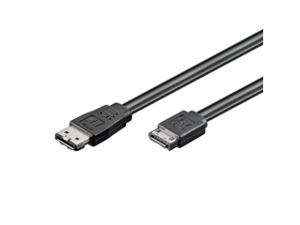 Kabel k hardisku datový, SATA samec - eSATA samec, 0.5 m, 6 Gb/s, černý, baleno v sáčku