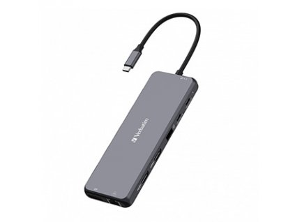 USB (3.2) hub 13-port, 32153, šedý, délka kabelu 20cm, Verbatim, 2x USB C, 6x USB A, 2x HDMI
