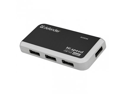 USB (2.0) hub 4-port, Quadro Infix, černo-šedá, Defender, LED indikátor, kompaktní