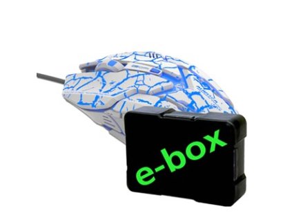 Myš drátová USB, E-blue Auroza Gaming, bílá, optická, 4000DPI, e-box