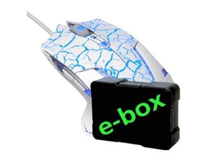 Myš drátová USB, E-blue Mazer Pro, bílo-modrá, optická, 2500DPI, e-box