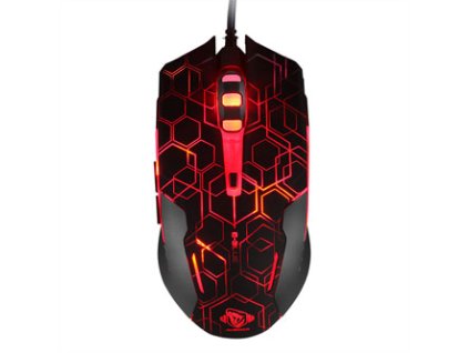 Myš drátová USB, E-blue Auroza EMS636 Hexagon, černá, optická, 2500DPI