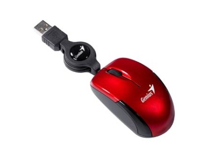 Myš drátová, Genius Micro Traveler V2, červená, optická, 1200DPI