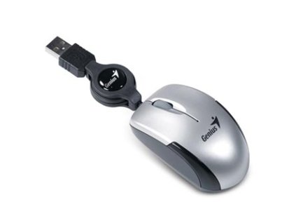 Myš drátová, Genius Micro Traveler V2, stříbrná, optická, 1200DPI