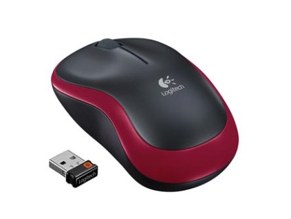 Myš bezdrátová, Logitech M185, červená, optická, 1000DPI