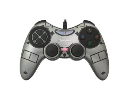 Gamepad Defender Zoom, 10tl., USB, šedý, vibrační, Windows XP/VISTA/7/8/10