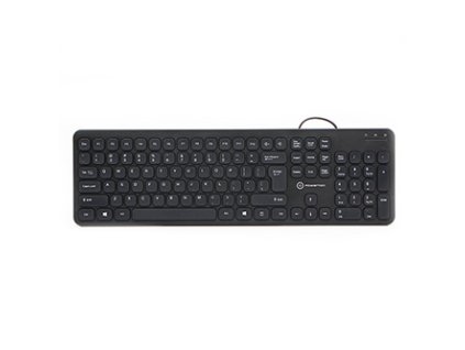 Powerton WPK102, Slim klávesnice US, klasická, drátová (USB), černá, tichá
