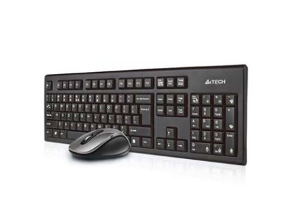 A4Tech 7100N, sada klávesnice s bezdrátovou optickou myší, AAA, CZ, klasická, 2.4 [Ghz], bezdrátová, černá
