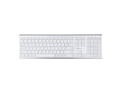 Powerton UltraSlim, klávesnice integrovaná, CZ/SK, Multi-Device typ 2.4 GHz Dongle + Dual Bluetooth, bezdrátová, stříbrná