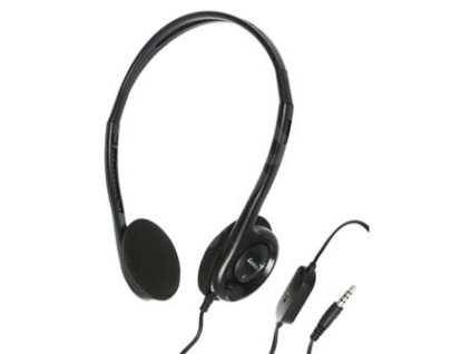Genius HS-200C, sluchátka s mikrofonem, bez ovládání hlasitosti, černá, 3.5 mm jack