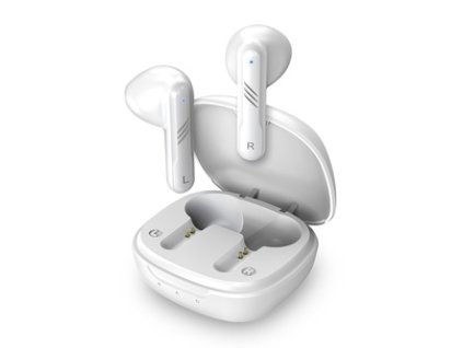 Genius HS-M905BT, mikrofon, přepínání skladeb, bílá, 2.0, s nabíjecí krabičkou, sportovní typ USB-C