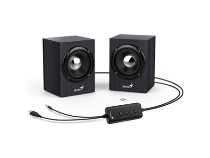 Genius reproduktory SP-HF385BT, 2.0, 4W, černé, regulace hlasitosti, BT, dřevěné, 3,5 mm jack/ bluetooth, 150Hz-20kHz