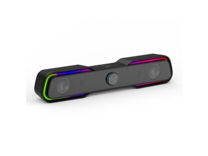 HP Soundbar DHE-6002, 2.0, 6W, černý, regulace hlasitosti, stolní, 3,5 mm jack (USB), podsvícený, 300Hz-20KHz