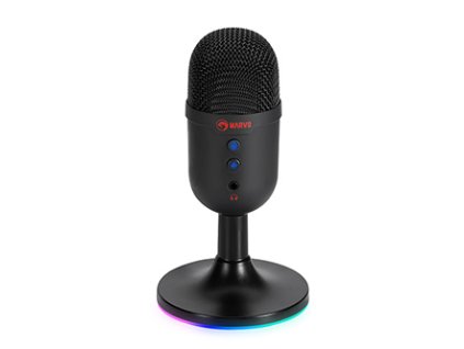Marvo, herní/streamovací mikrofon, MIC-06, černý, RGB podsvícení, vstup pro sluchátka
