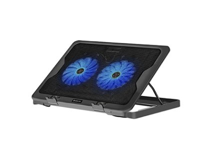 Stojan pod notebook, NS-503, barevně podsvícený, s větrákem, černo-modrý, DEFENDER, s 2-portovým hubem