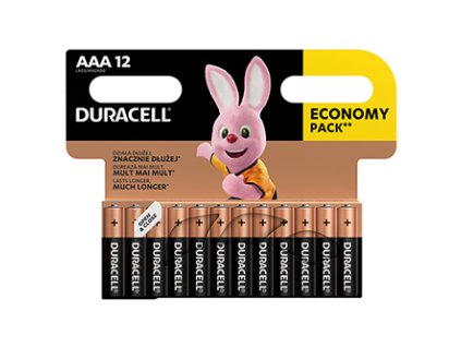 Baterie alkalická, AAA, 1.5V, Duracell, blistr, 12-pack, 42325, Basic