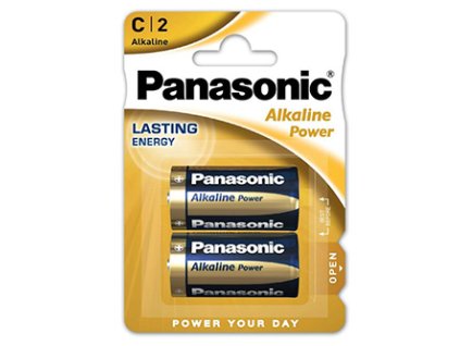 Baterie alkalická, malý monočlánek, C, 1.5V, Panasonic, blistr, 2-pack, Alkaline Power
