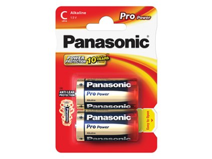 Baterie alkalická, malý monočlánek, C, 1.5V, Panasonic, blistr, 2-pack, 225999, Pro Power