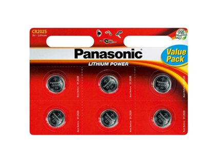Baterie lithiová, CR2025, 3V, Panasonic, blistr, 6-pack