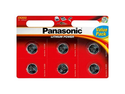 Baterie lithiová, CR2032, 3V, Panasonic, blistr, 6-pack