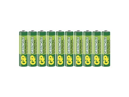 Baterie zinkochloridová, AAA, 1.5V, GP, fólie, 10-pack, Greencell