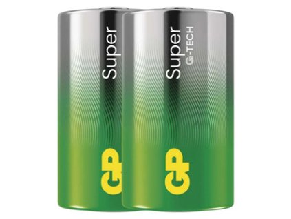 Baterie alkalická, LR20, 1.5V, GP, folie, 2-pack, SUPER, velký monočlánek