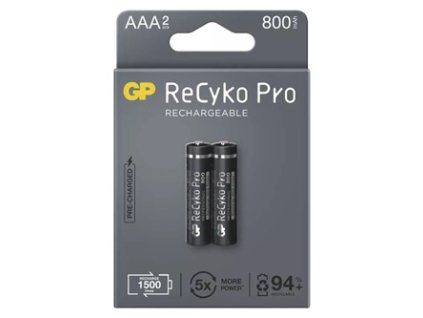 Nabíjecí baterie, AAA (HR03), 1.2V, 800 mAh, GP, papírová krabička, 2-pack, ReCyko Pro